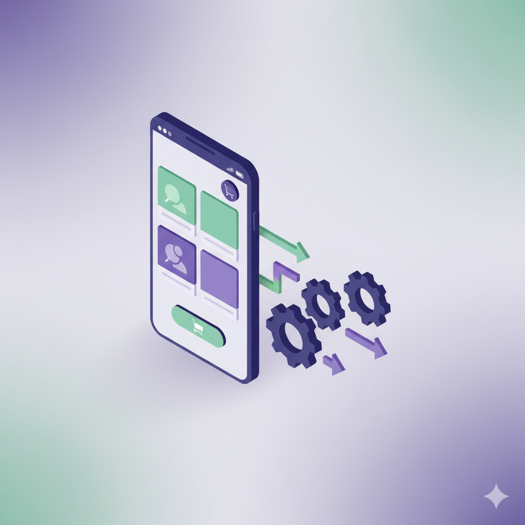 Ilustración de desarrollo de software y automatización